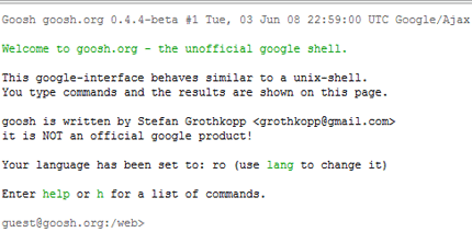 Goosh - Google Shell command line Linux